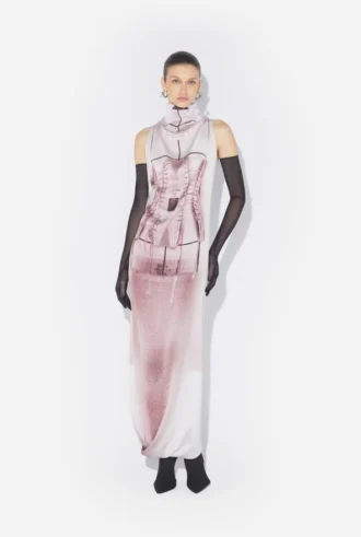 El vestido drapeado con efecto óptico de Corsés El vestido drapeado con efecto óptico de Corsés