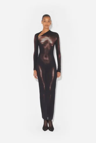 El vestido largo «Body Dust» en color bronce