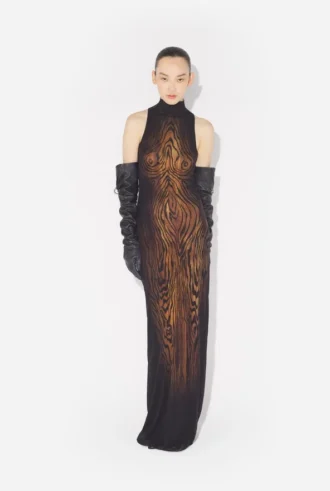 El vestido largo drapeado «Wood» El vestido largo drapeado «Wood»