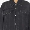 La chaqueta de denim negro con tiras La chaqueta de denim negro con tiras