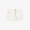 Los pantalones cortos de denim blanco con botones Los pantalones cortos de denim blanco con botones