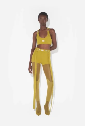 Pantalones cortos verdes con parche Gaultier